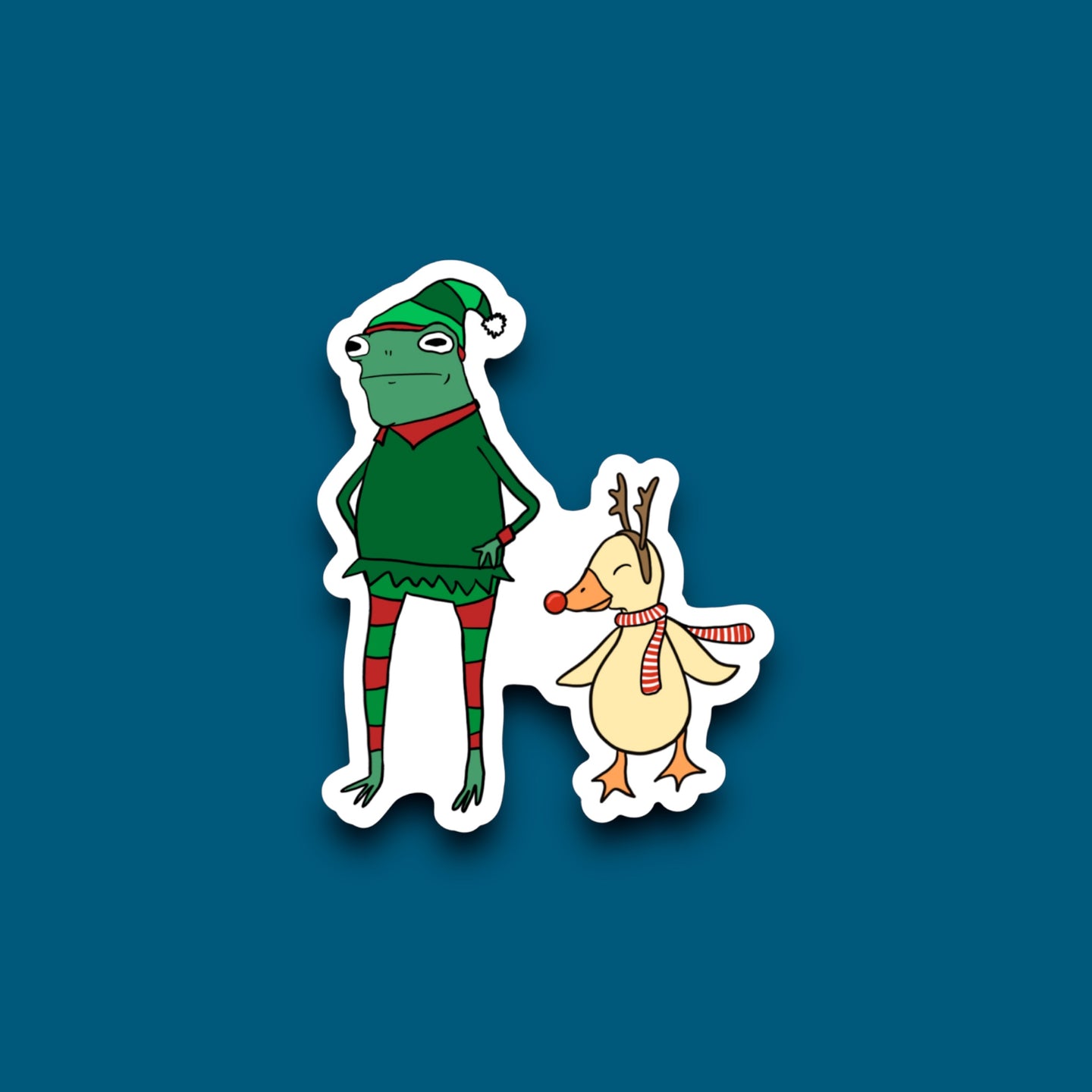 Elf Frog and Duck Sticker