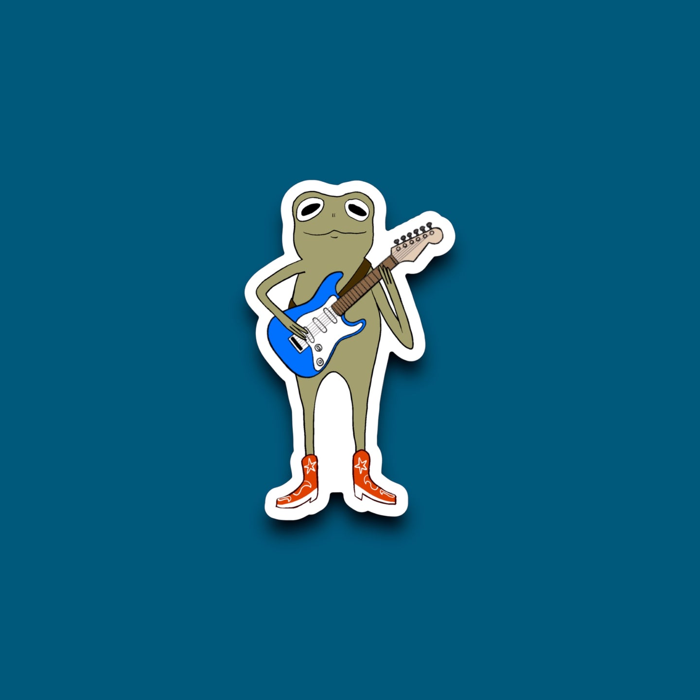 Frog Playing His Electric Guitar Sticker