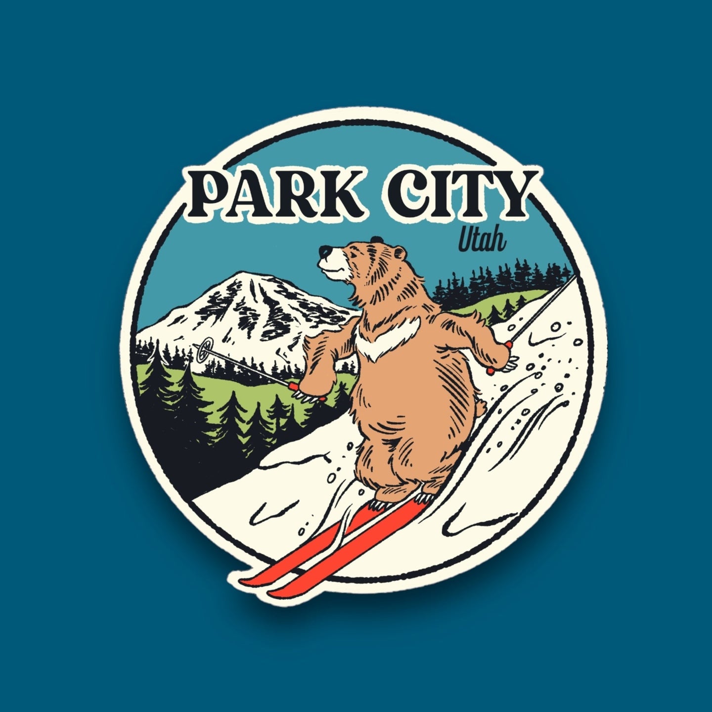 Park City Ski Bear Sticker
