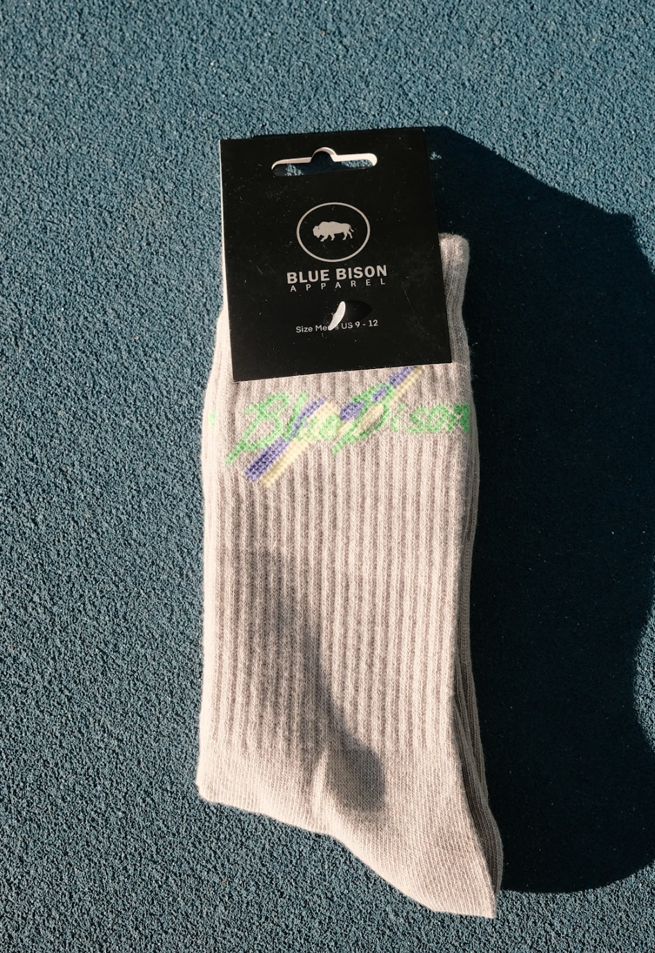 Blue Bison Crew Socks, Grey