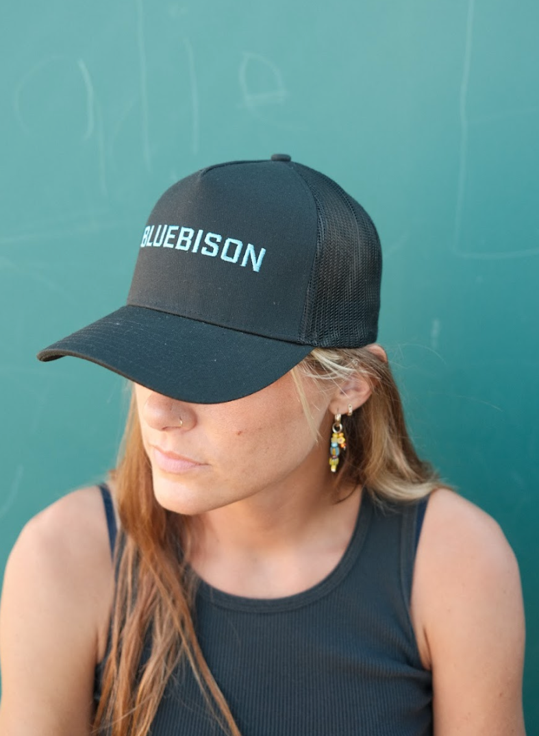 Blue Bison Trucker Hat- Black