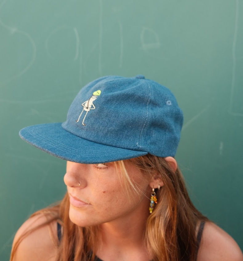 Frog With His Leaf Denim Hat