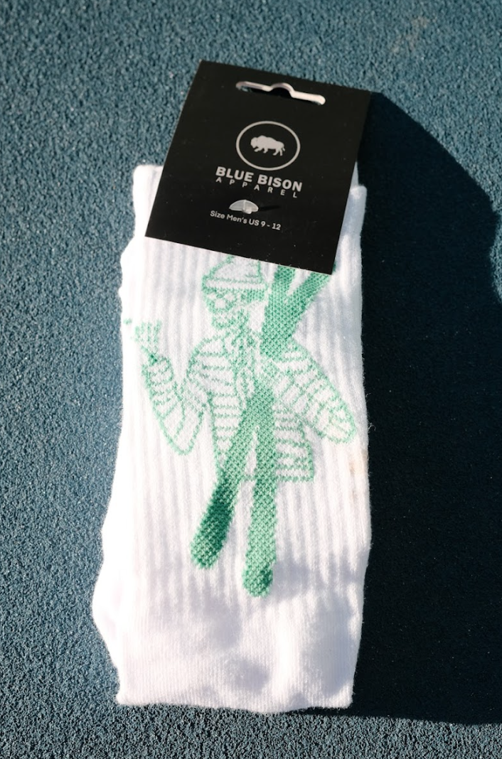 Ski Club, Crew Socks, White/Green