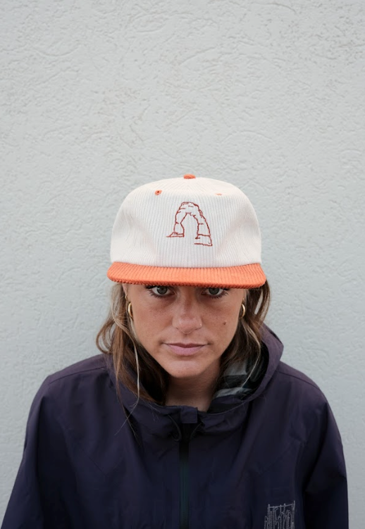 Arches Corduroy Hat, Cream/Rust