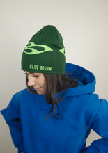 Load image into Gallery viewer, Green Flame Skull Cap Beanie
