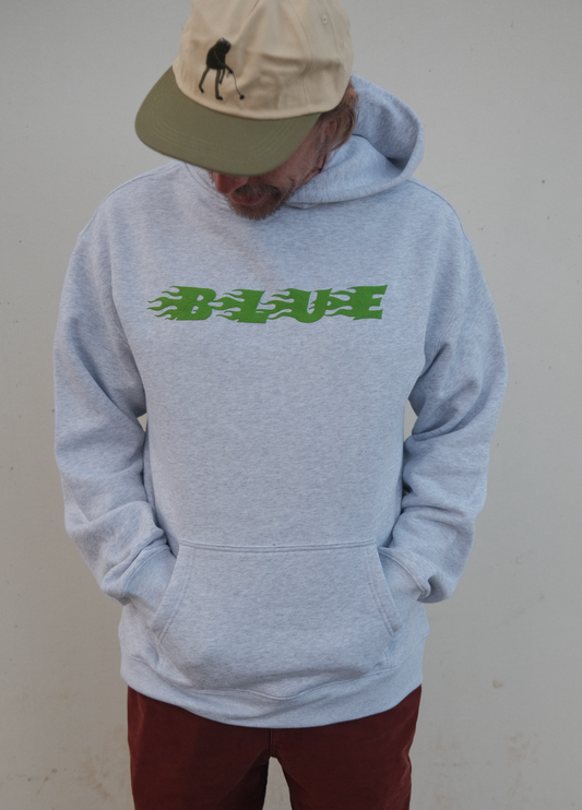 BLUE Flame Hoodie in Heather Gray