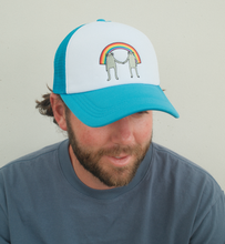 Load image into Gallery viewer, Rainbow Pride Frog Trucker Hat - Blue
