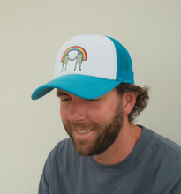 Load image into Gallery viewer, Rainbow Pride Frog Trucker Hat - Blue
