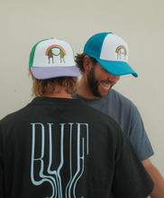 Load image into Gallery viewer, Rainbow Pride Frog Trucker Hat - Blue
