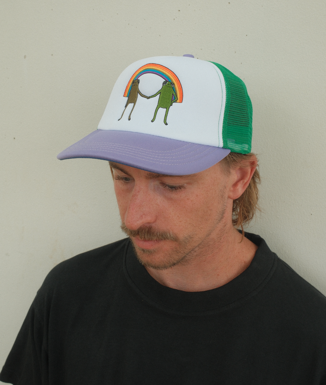 Rainbow Pride Frog Trucker Hat - Multi Color