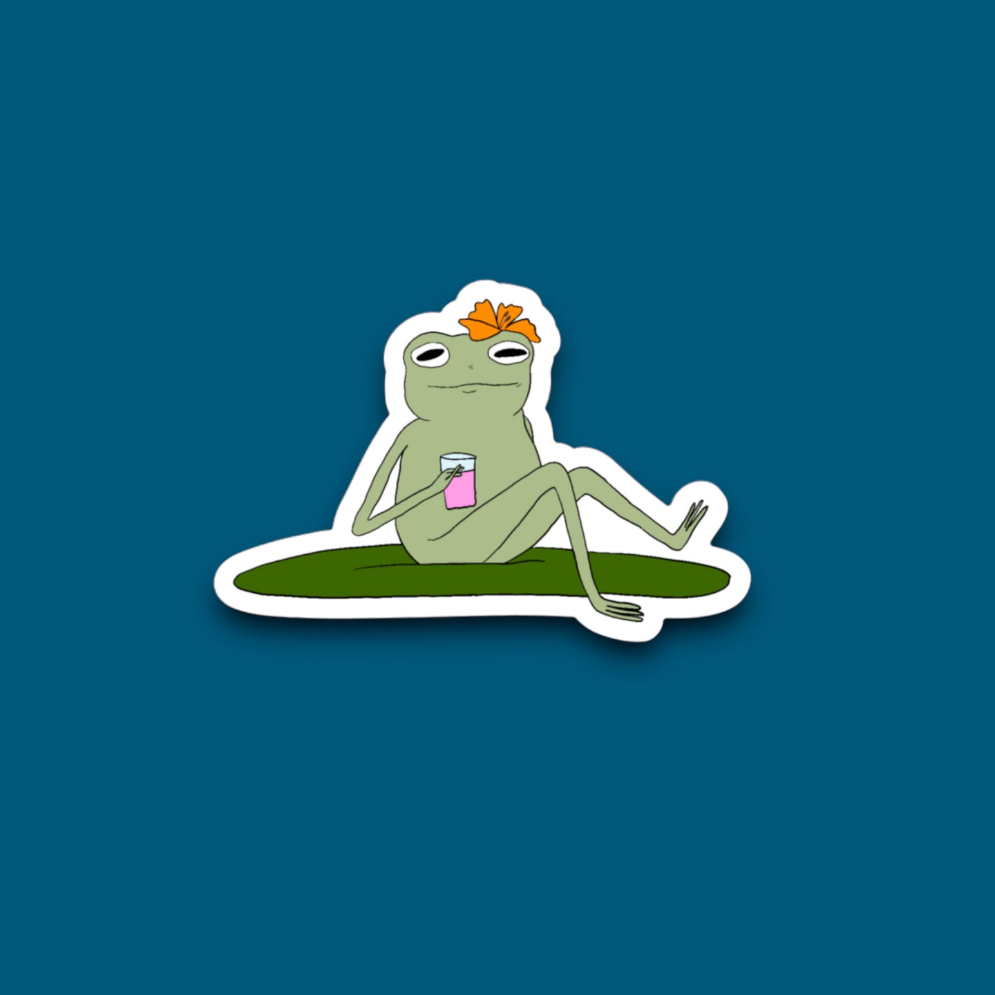 Sunbathing Frog Sticker