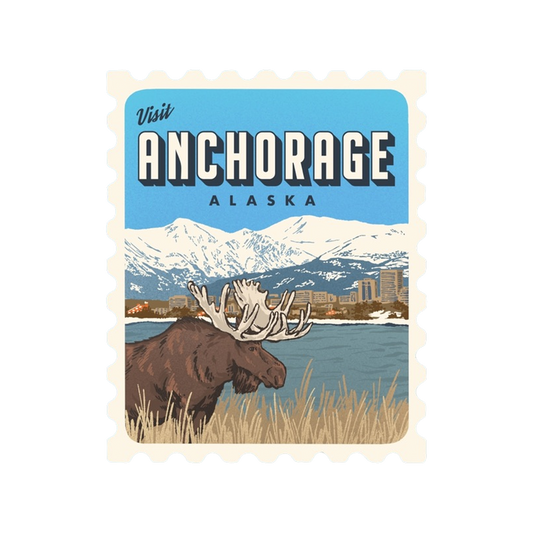 Anchorage Alaska Retro Stamp Sticker