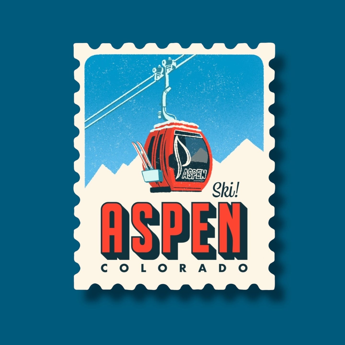 Aspen Retro Stamp Sticker
