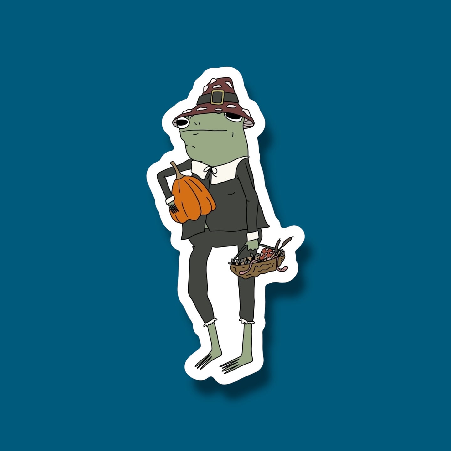 Autumn Pilgrim Frog Sticker