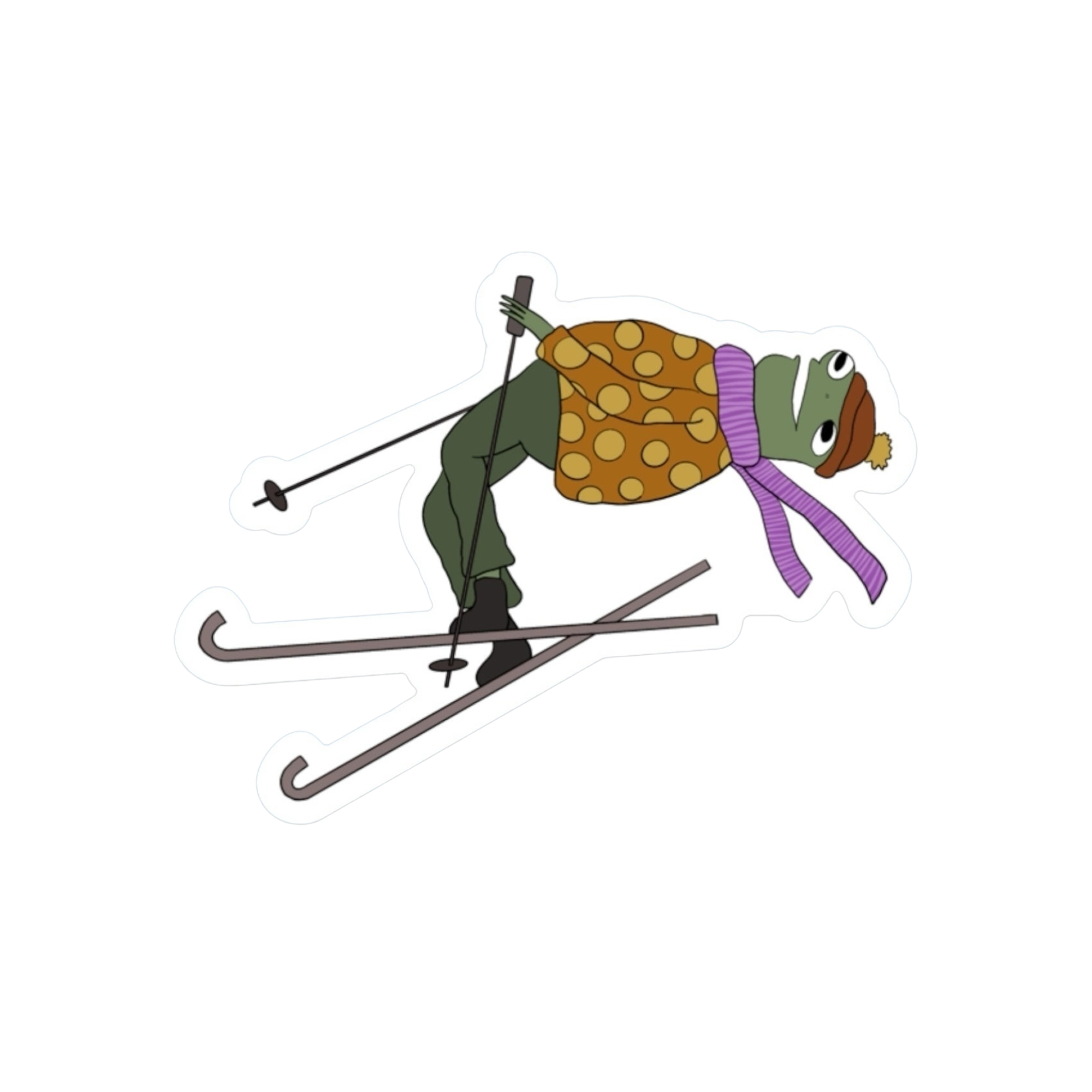 BACKFLIPPING SKIER FROG STICKER – Blue Bison Apparel