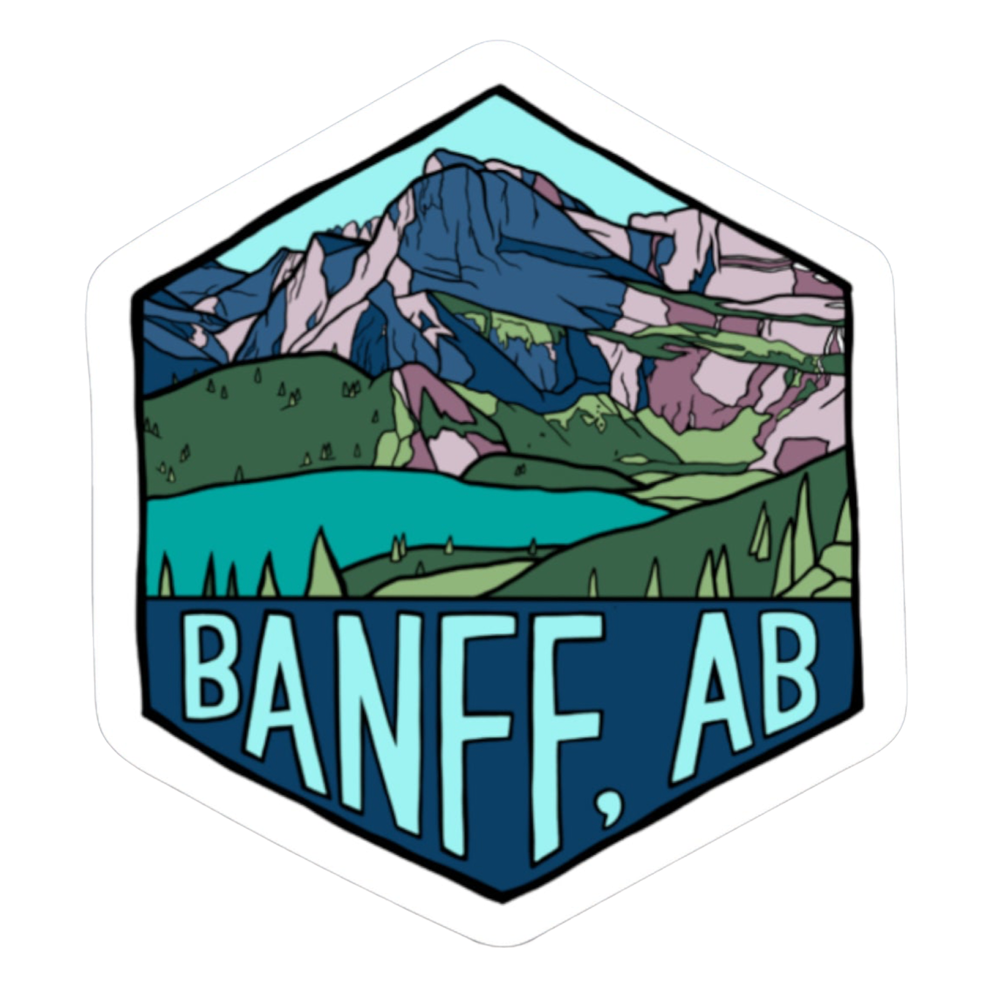 Banff National Park Alberta Canada Hexagon Sticker – Blue Bison Apparel