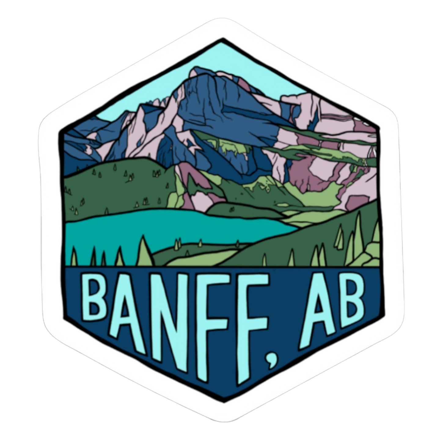 Banff National Park Alberta Canada Hexagon Sticker – Blue Bison Apparel