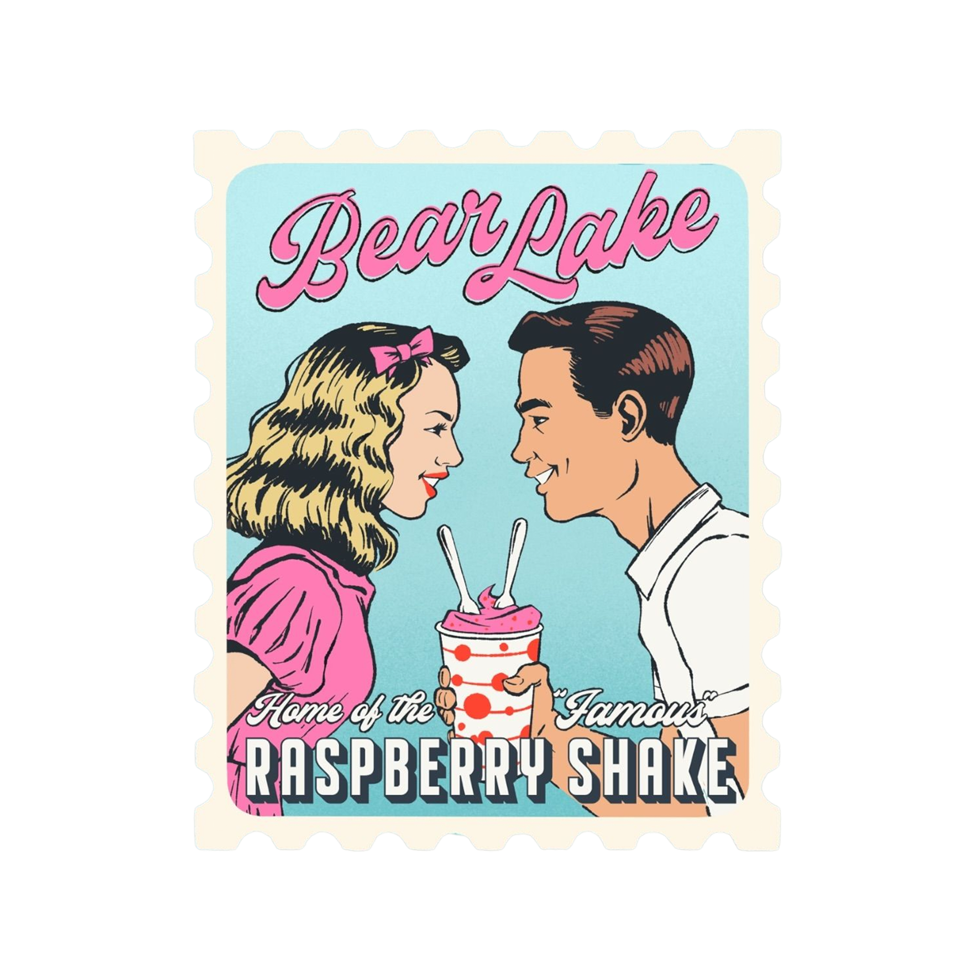 Bear Lake Raspberry Shake Retro Stamp Sticker – Blue Bison Apparel