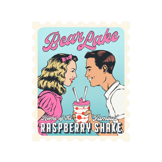 Bear Lake Raspberry Shake Retro Stamp Sticker