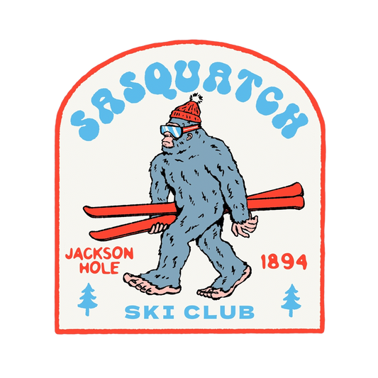 Bigfoot Sasquatch Jackson Hole Ski Club Waterproof Sticker
