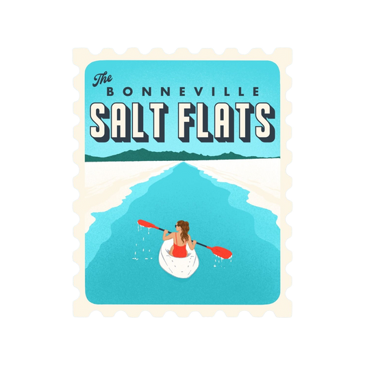 Bonneville Salt Flats Retro Stamp Sticker