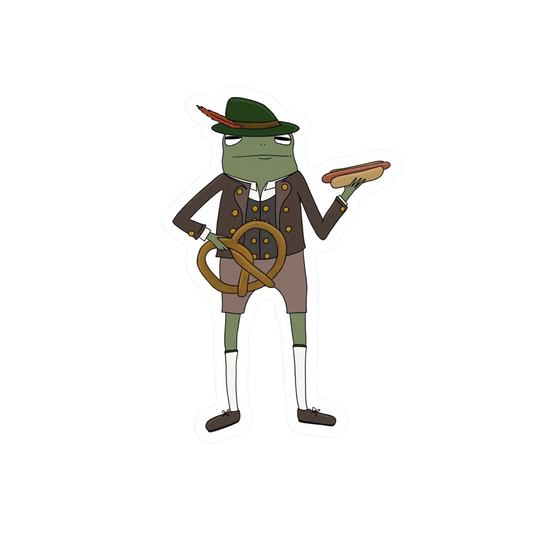 BRAT N PRETZEL OKTOBERFEST FROG STICKER