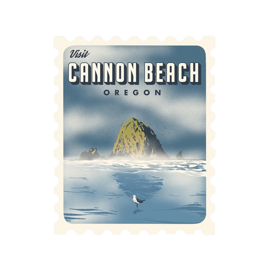 Cannon Beach Retro Stamp Sticker