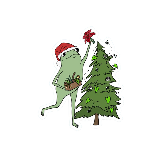CHRISTMAS DECORATING TREE FROG STICKER