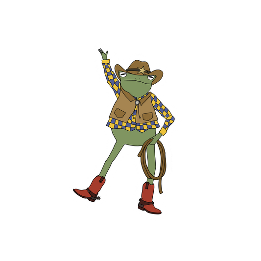 COWBOY WITH LASSO FROG STICKER