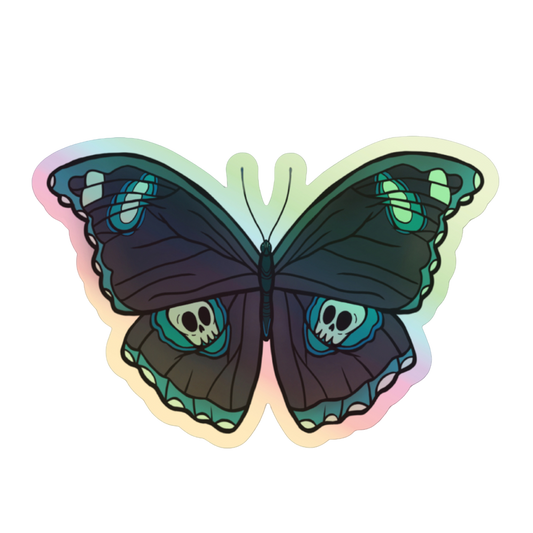 Deathly Blue Moon Butterfly Holographic Sticker