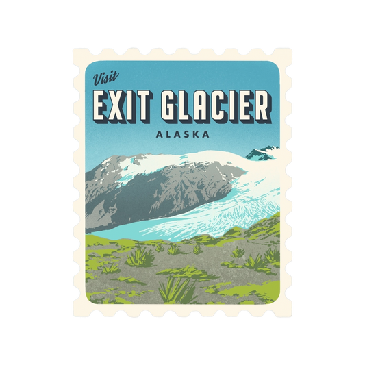 Exit Glacier Retro Stamp Sticker
