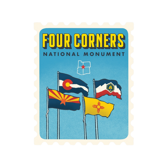 Four Corners Retro Stamp Sticker