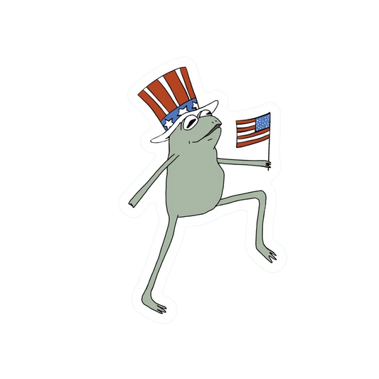 FOURTH OF JULY MARCHING FROG STICKER