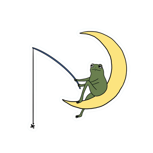 FROG FISHING ON THE MOON STICKER
