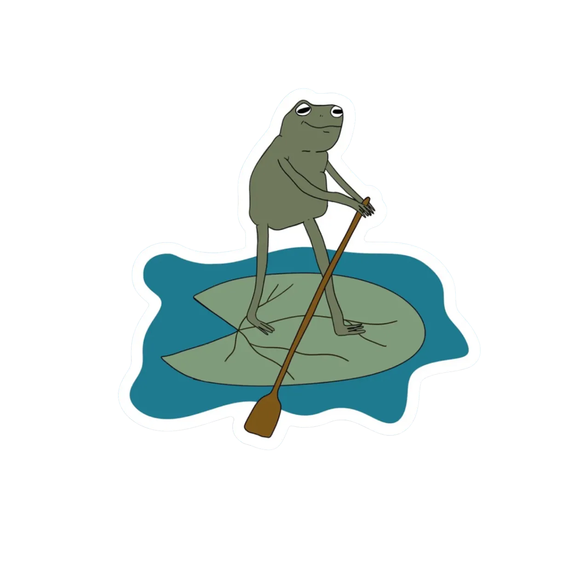 FROG PADDLE BOARDING ON A LILY PAD STICKER – Blue Bison Apparel
