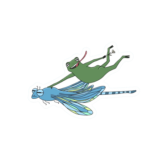 FROG RIDIN A DRAGONFLY STICKER