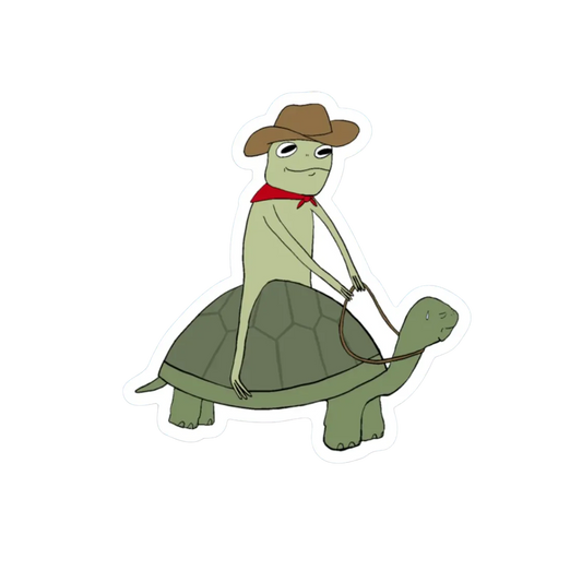 FROG RIDIN' A TURTLE STICKER