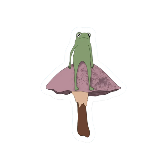 FROG SITTIN ON A MUSHROOM STICKER