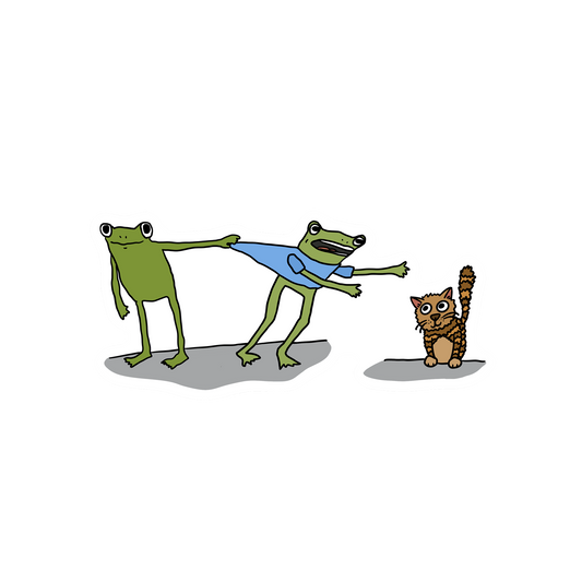 FROGS AND CAT STICKER