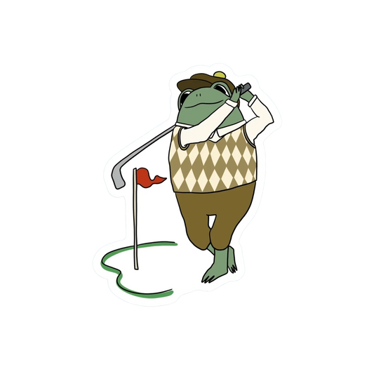 GOLFER FROG STICKER