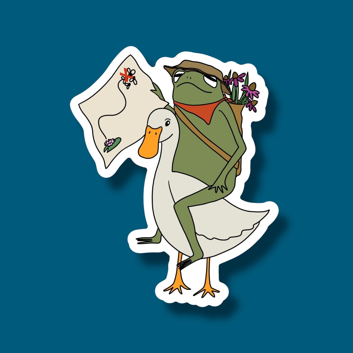 Frog n' Goose Gone Huntin' Sticker