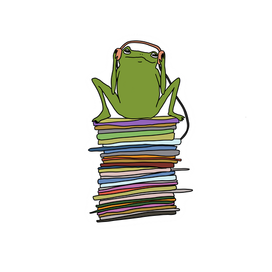 STACK OF RECORDS FROG STICKER