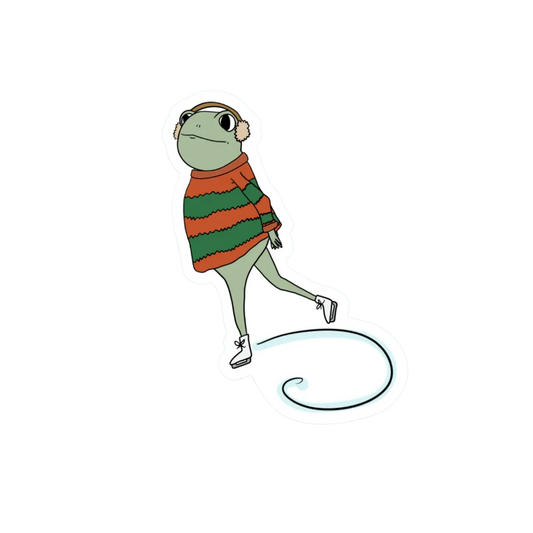 ICE SKATING FROG STICKER