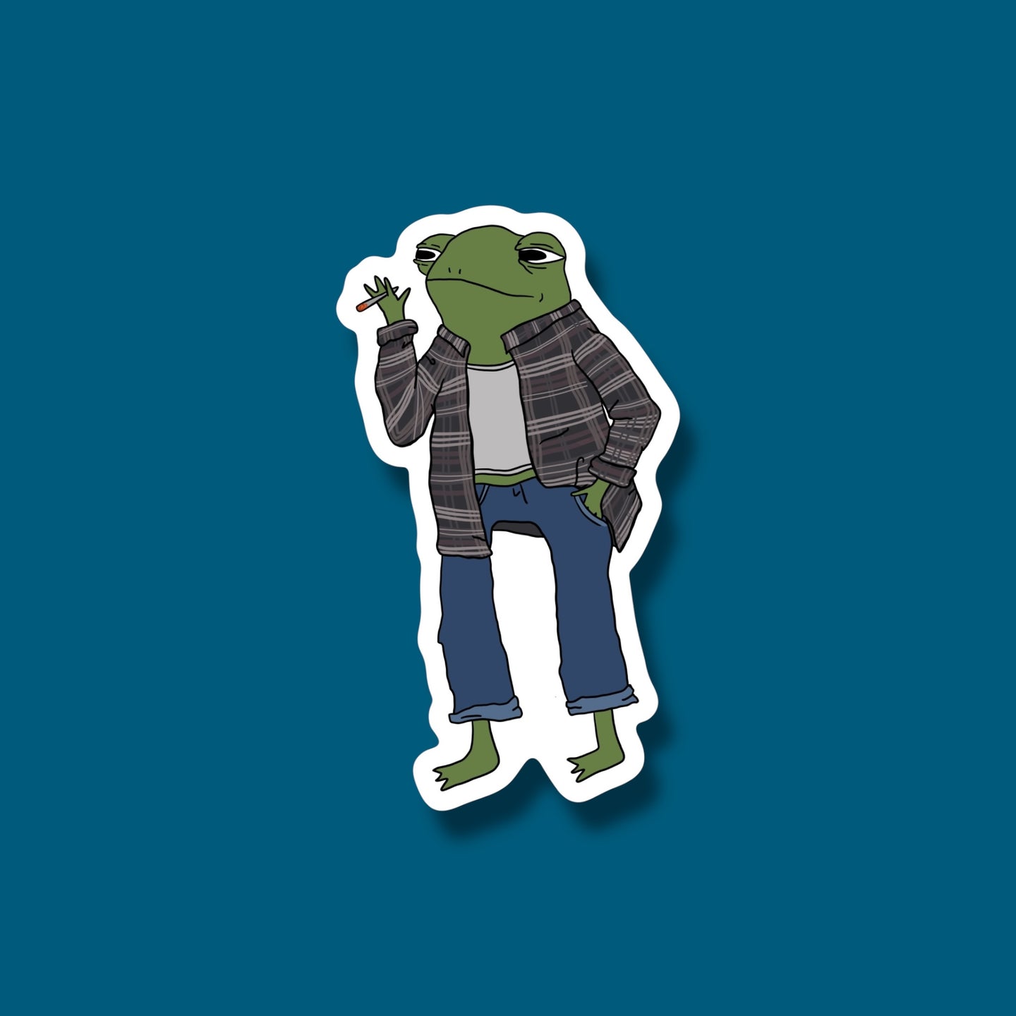 Smokin a J Frog Sticker