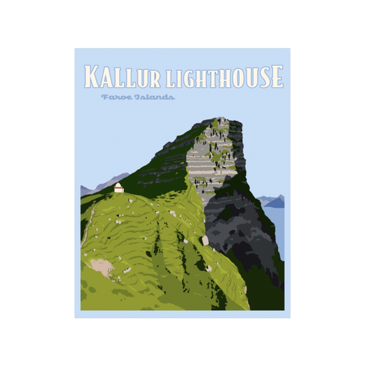 Kallur Lighthouse Faroe Islands Poster Sticker