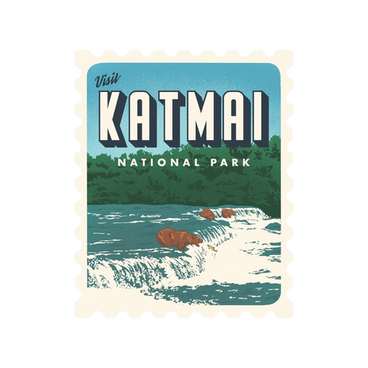 Katmai National Park Retro Stamp Sticker