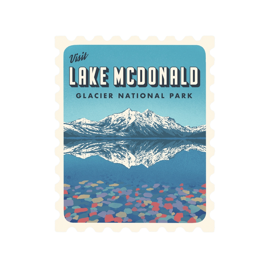 Lake Mcdonald Retro Stamp Sticker
