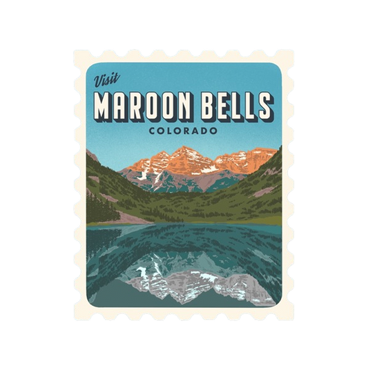 Maroon Bells Retro Stamp Sticker