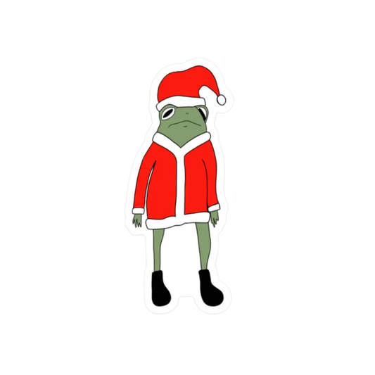 NO PANTS SANTA FROG STICKER