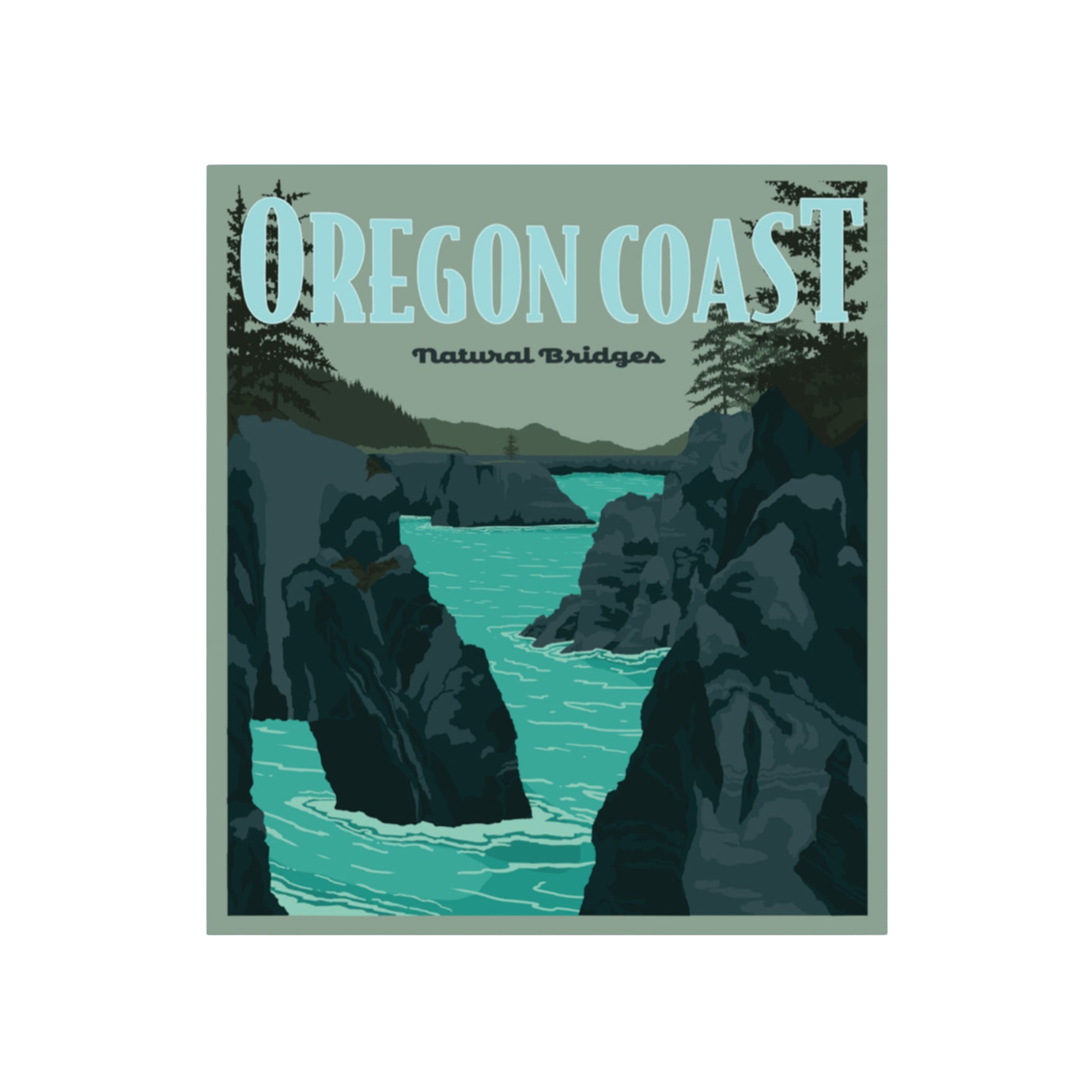 Oregon Coast Natural Bridges Poster Sticker – Blue Bison Apparel